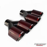 3.5 inch. Red carbon fiber rolled edge dual quads exhaust tips (LR pair) NASTYCARTEL