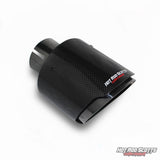 4 inch. Carbon fiber slash cut black chrome exhaust tip