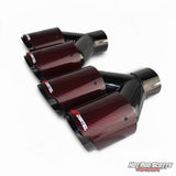 3.5 inch. Red carbon fiber rolled edge dual quads exhaust tips (LR pair) NASTYCARTEL