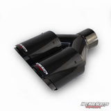 3.5 inch. Carbon fiber slash cut black chrome dual exhaust tips (straight)