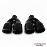 3.5 inch. Glossy black rolled edge dual quads exhaust tips (LR pair)