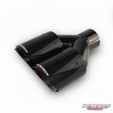 4 inch. Carbon fiber slash cut black chrome dual exhaust tips (straight)