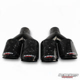 3.5 inch. Forged carbon slash cut black chrome dual quads exhaust tip (LR pair)