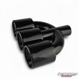 4 inch. Gloss black rolled edge triple exhaust tips