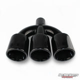 4 inch. Gloss black rolled edge triple exhaust tips