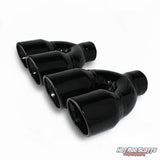 3.5 inch. Glossy black rolled edge dual quads exhaust tips (LR pair)