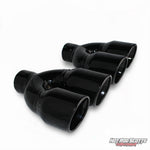 3.5 inch. Glossy black rolled edge dual quads exhaust tips (LR pair)