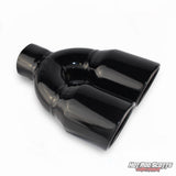 3.5 inch. Glossy black rolled edge dual exhaust tips (straight)