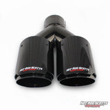 3.5 inch. Carbon fiber slash cut black chrome dual exhaust tips (straight)