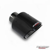 4.5 inch. Carbon fiber slash cut black chrome exhaust tip
