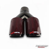 3.5 inch. Red Carbon fiber slash cut black chrome dual exhaust tips (straight) NASTYCARTEL