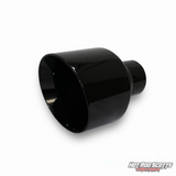 5 inch. Glossy black slash cut exhaust tip