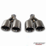 3.5 inch. Polished rolled edge dual quads exhaust tips (LR pair)