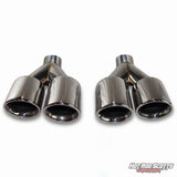 3.5 inch. Polished rolled edge dual quads exhaust tips (LR pair)