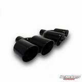 4 inch. Glossy black slash cut dual quads exhaust tips (LR pair)