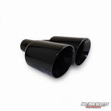 4.5 inch. Glossy black slash cut dual exhaust tip (straight)