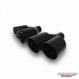 4.5 inch. Glossy black slash cut dual quads exhaust tips (LR pairs)