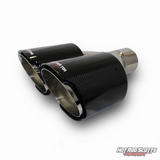 3.5 inch. Carbon fiber slash cut dual exhaust tips (straight)