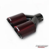 3.5 inch. Red Carbon fiber slash cut black chrome dual exhaust tips (straight) NASTYCARTEL