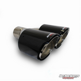3.5 inch. Carbon fiber slash cut dual exhaust tips (straight)