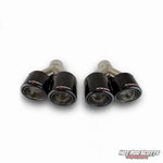 3.5 inch. Carbon fiber rolled edge dual exhaust tips (LR pair)