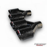 3.5 inch. Forged carbon slash cut black chrome dual quads exhaust tip (LR pair)