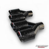 4 inch. Forged carbon slash cut black chrome dual quads exhaust tip (LR pair)