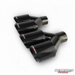 3.5 inch. Carbon fiber slash cut black chrome dual quads exhaust tip (LR pair)
