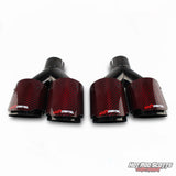 3.5 inch. Red carbon fiber rolled edge dual quads exhaust tips (LR pair) NASTYCARTEL