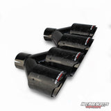 4 inch. Forged carbon slash cut black chrome dual quads exhaust tip (LR pair)