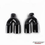 3.5 inch. Glossy black rolled edge dual quads exhaust tips (LR pair)
