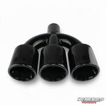 4 inch. Gloss black rolled edge triple exhaust tips