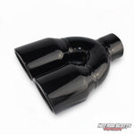 3.5 inch. Glossy black rolled edge dual exhaust tips (straight)
