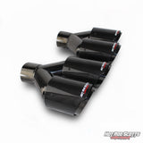 4 inch. Carbon fiber slash cut black chrome dual quads exhaust tip (LR pair)