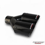 3.5 inch. Carbon fiber slash cut black chrome dual exhaust tips (straight)