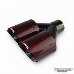 4 inch. Red Carbon fiber slash cut black chrome dual exhaust tips (straight) NASTYCARTEL