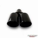 4 inch. Glossy black slash cut dual exhaust tip (straight)