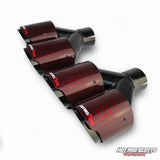 4 inch. Red carbon fiber rolled edge dual quads exhaust tips (LR pair) NASTYCARTEL