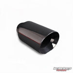 4 inch. Glossy black slash cut exhaust tip