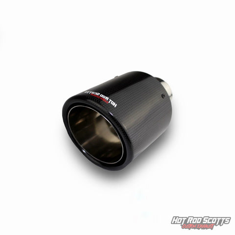 4.5 inch. Carbon fiber rolled edge exhaust tip
