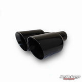 4.5 inch. Glossy black slash cut dual exhaust tip (straight)