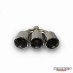 4 inch. Polished rolled edge triple exhaust tips