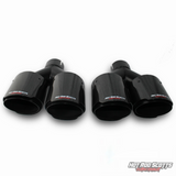 4 inch. Black carbon fiber slash cut dual quads exhaust tips (LR pair)