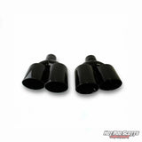4.5 inch. Glossy black slash cut dual quads exhaust tips (LR pairs)