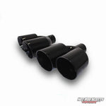 4 inch. Glossy black slash cut dual quads exhaust tips (LR pair)