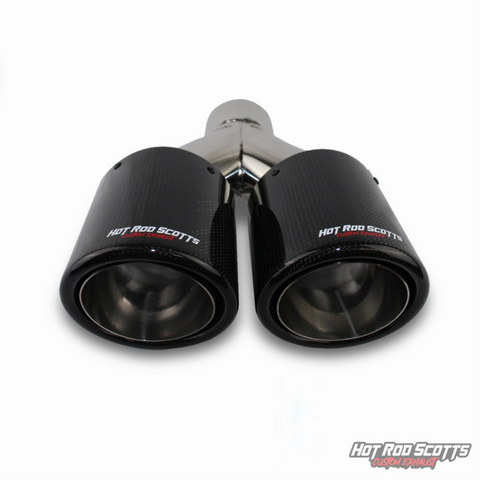 4 inch. Carbon fiber rolled edge dual exhaust tips (straight)