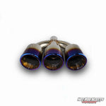 4 inch. Burnt rolled edge triple exhaust tips