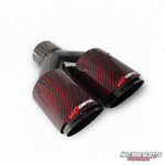3.5 inch. Red Carbon fiber slash cut black chrome dual exhaust tips (straight) NASTYCARTEL