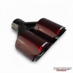 4 inch. Red Carbon fiber slash cut black chrome dual exhaust tips (straight) NASTYCARTEL